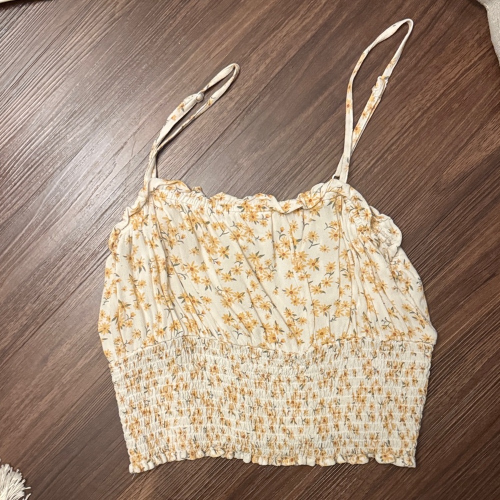 American Eagle Outfitters Cream and Orange Floral Camisole